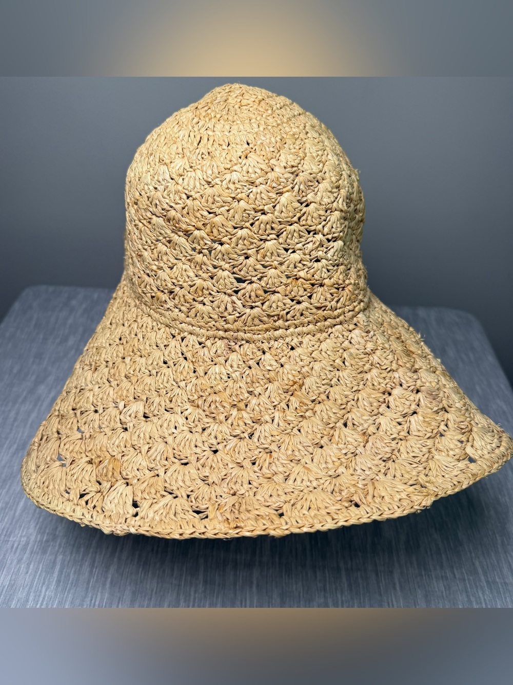 Columbia Raffia Crochet Wide Brim Floppy Straw Summer Beach Hat Women OS
